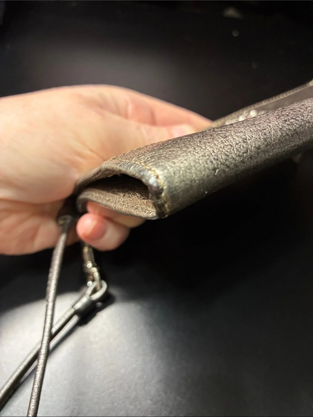 Coach Metallic Taupe Leather Wristlet